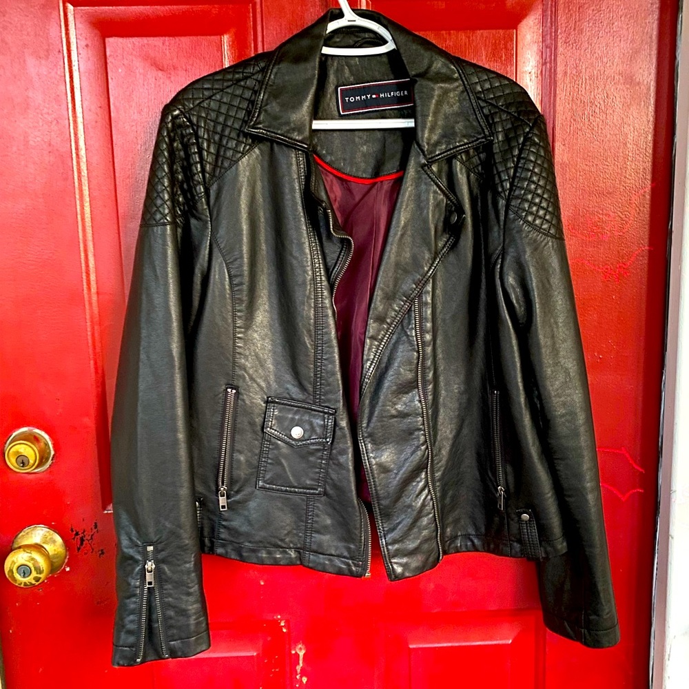 Tommy Hilfiger Womens xl moto jacket (faux leather)